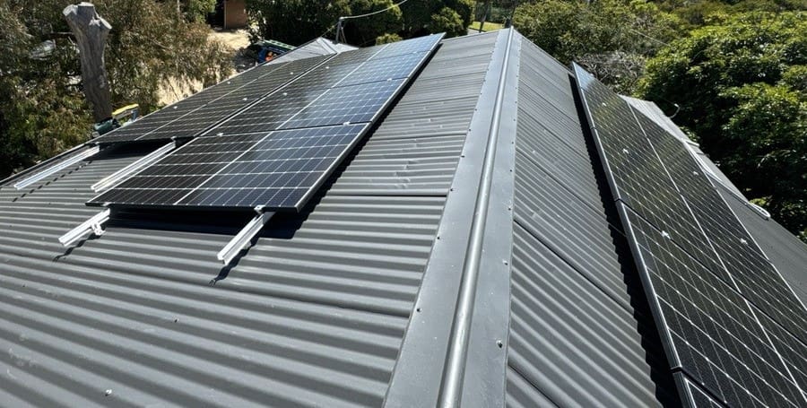 Solar panels on a house roof